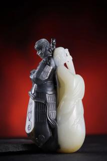 爱你一万年和田玉青花料雕刻作品欣赏